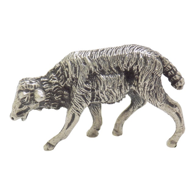 Vintage Italian Handmade Genuine Silver Detailed Sheep Figurine Miniature For Sale