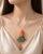 Traditional 1960s 18K Yellow Gold Carved Coral Diamond Turquoise Brooch Pin Pendant For Sale - Image 3 of 3