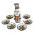 Late 20th Century Seven Piece Whole Home Painted Talavera Style Olive Oil Dipping Set For Sale