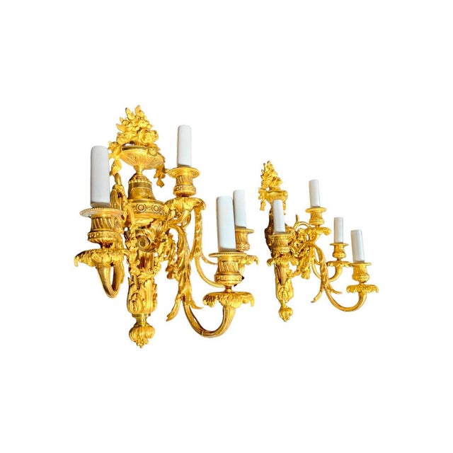 Mid 18th Century Italian Empire Sconces in Gilded Bronze, 1750s, Set of 2 For Sale - Image 5 of 14