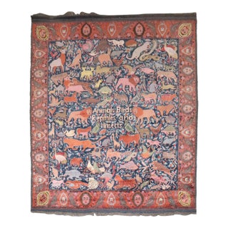 Crazy Animal Motif South Persian Pictorial Rug rug no.j4766 For Sale