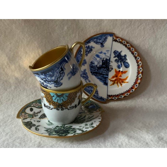 Abstract Pair of Güral Fine Bone China Cups & Saucers - After Home Apollo Series For Sale - Image 3 of 17