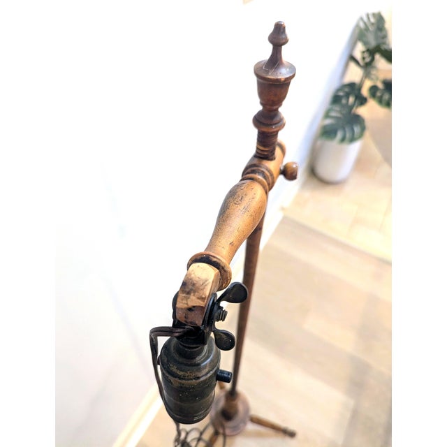 Vintage Handmade Wood Bridge Floor Lamp For Sale - Image 9 of 12