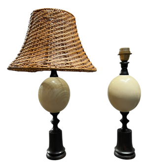 Vintage Exotic Wood and Ostrich Egg Lamps from Maison Jansen, 1950s, Set of 2