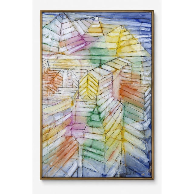 Discover a colorful Modernist art print adapted from the right side of Paul Klee’s original 1920 artwork, Theater Mountain...