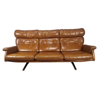 Vintage Scandinavian Leather Sofa For Sale