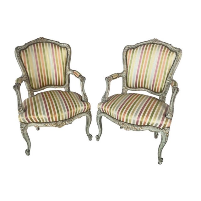 19th Century French Louis XV Style Rococo Fauteuil Armchairs For Sale - Image 4 of 11