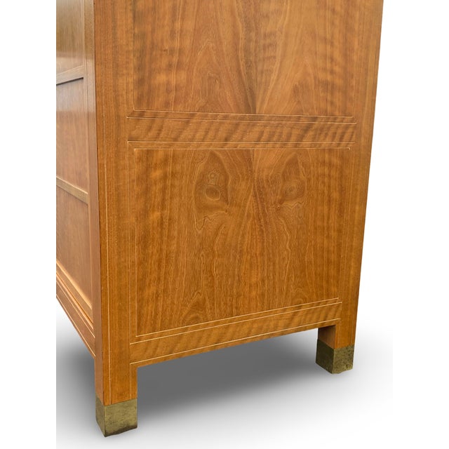 Baker Mid Century Chinoiserie Figured Walnut Brass Mounted Credenza Sideboard For Sale - Image 12 of 18