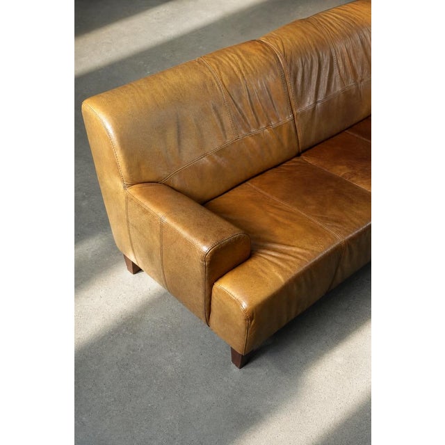 Mid-Century Modern Industrial Brown Leather 3-Seater Sofa, 1960s For Sale - Image 6 of 18