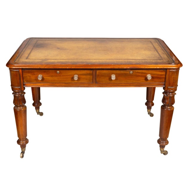 Mid 19th Century Early Victorian Mahogany Writing Table With Cope & Collinson Casters For Sale - Image 5 of 12