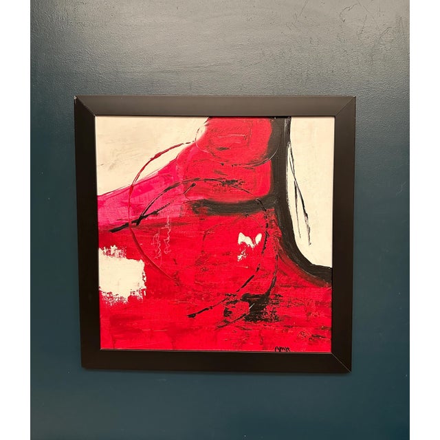 Amh, Red Composition, 1960s, Oil Painting on Canvas, Framed For Sale - Image 14 of 14