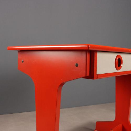 Orange Lacquered Wood Desk For Sale - Image 6 of 11