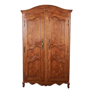 Baker Furniture French Country Louis XV Style Oak Armoire Dresser For Sale