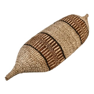 Vintage 1970s Natural Fiber Woven Basket For Sale