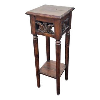 Edwardian Carved and Stained Pine Side Table Pedestal For Sale