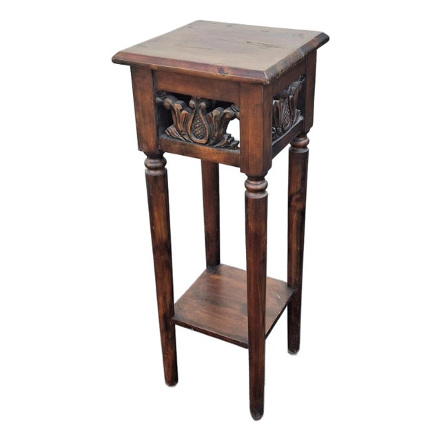 Edwardian Carved and Stained Pine Side Table Pedestal For Sale