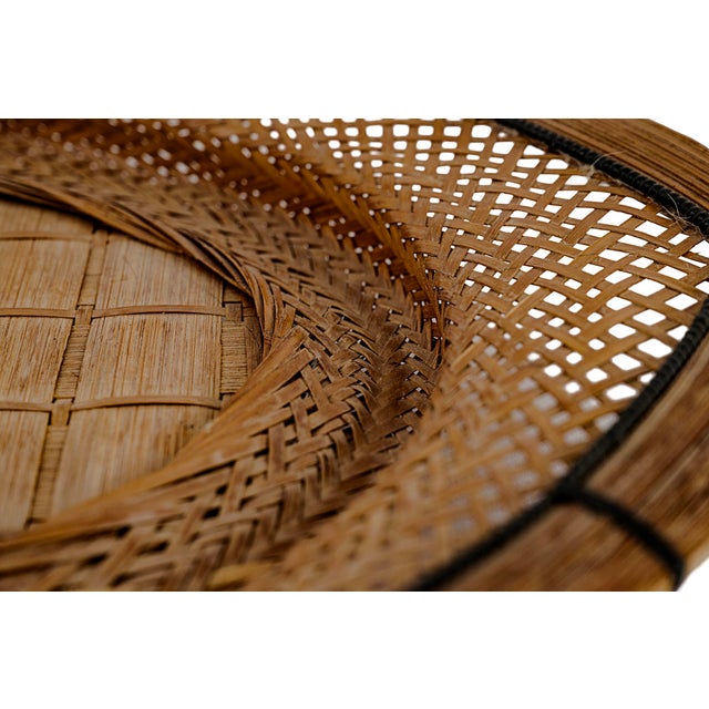Vintage Handcrafted Philippines Woven Bamboo & Rattan Serving Tray For Sale - Image 4 of 9