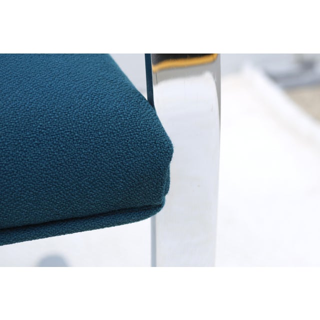 Ludwig Mies Van Der Rohe Brno Flat Bar Chairs in Blue Fabric by Gordon, Set of 3 For Sale - Image 16 of 18