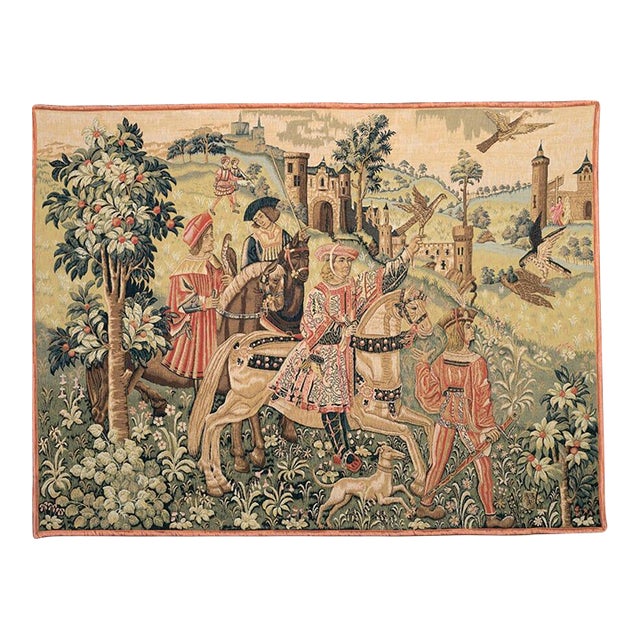 Depart De Chasse (Leaving for the Hunt) Loom Woven Tapestry - 91 X 120 Cm (3'0" X 3'11") - Requires Rod Size 3 For Sale