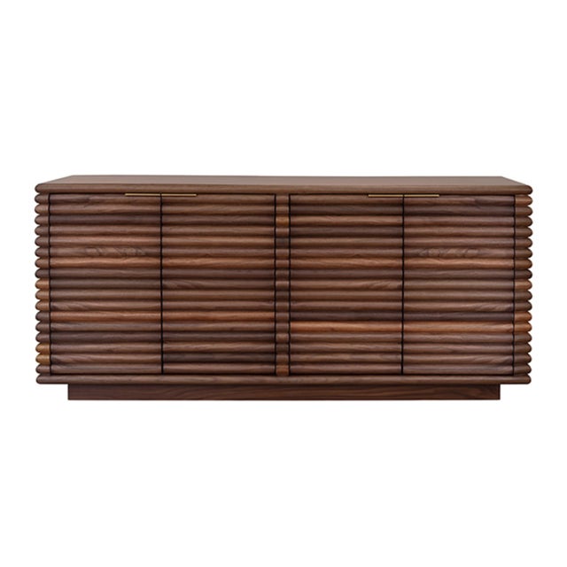 Not Yet Made - Made To Order Matthew Izzo Home Giovanni Four Door Reed Buffet With Brass Door Pulls For Sale - Image 5 of 5