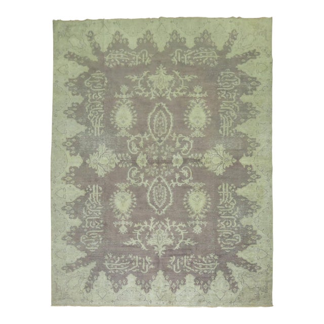Gray Shabby Antique Oushak Rug For Sale