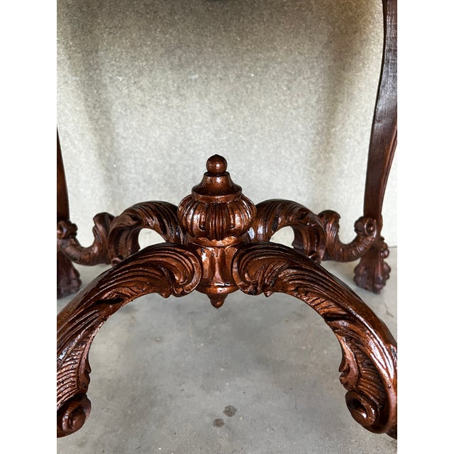 Brown 20th Mariano Garcia Spanish Side Table With Highly Carved Top and Legs For Sale - Image 8 of 11