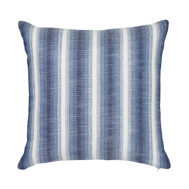 Schumacher Schumacher Colada Stripe 22" Pillow in Blue & White For Sale - Image 4 of 4