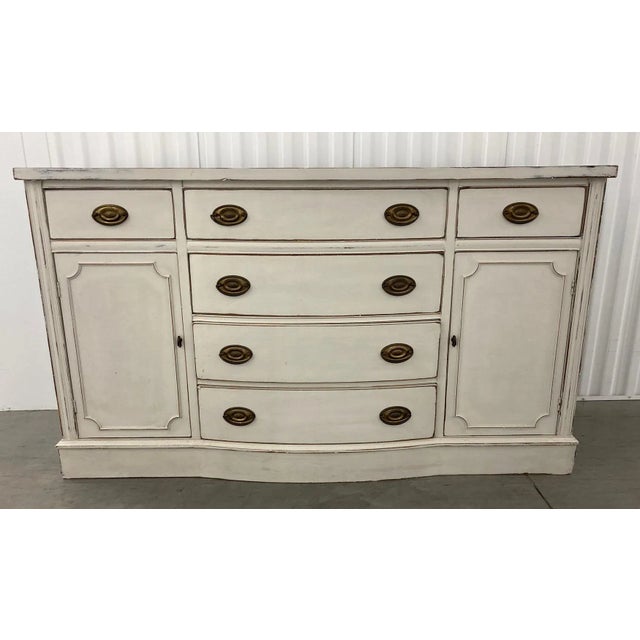 Vintage Painted Duncan Phyfe Style Bow Front 58"w Buffet Sideboard Dresser For Sale - Image 10 of 11