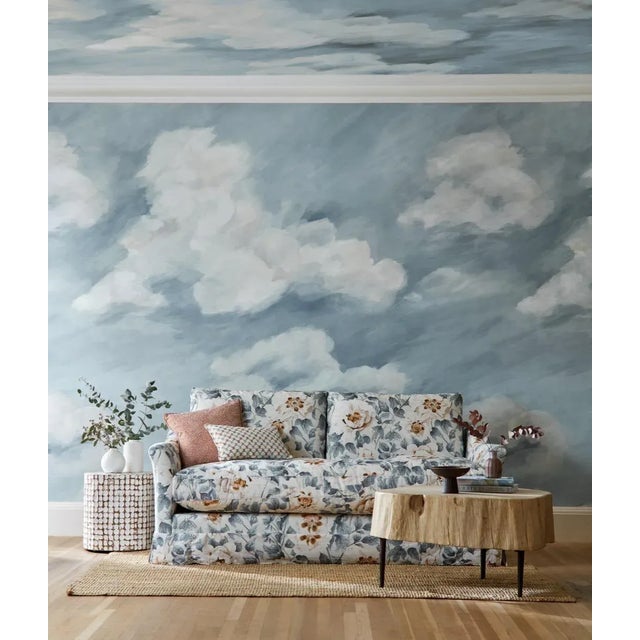 Contemporary Harlequin Air Wallpaper in Sky Blue - a Sample For Sale - Image 3 of 3