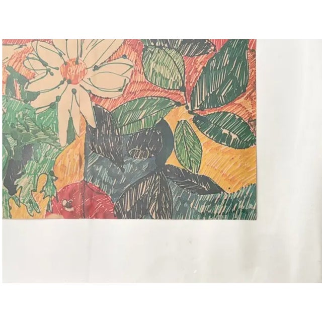 Mid Century American Artist Sally Brody Monotype Painting, Water-Based Inks on Paper, Framed, Signed For Sale - Image 4 of 7