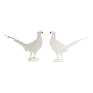 English Salvaged Metal Pheasant Figures, a Pair For Sale