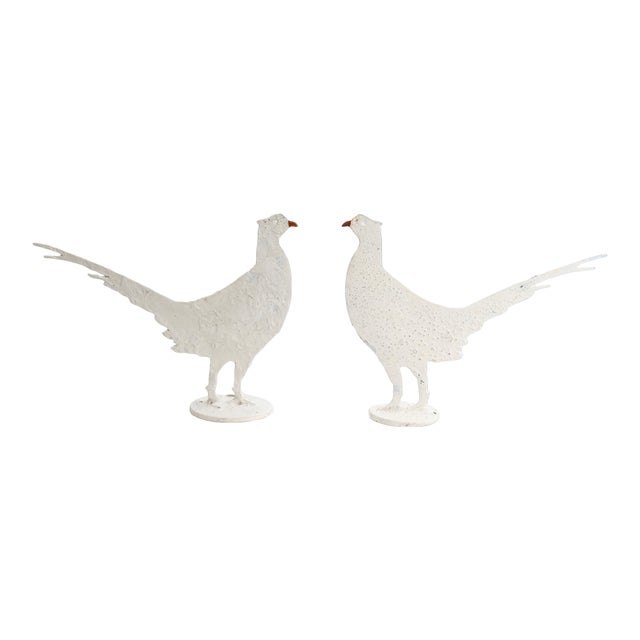 English Salvaged Metal Pheasant Figures, a Pair For Sale