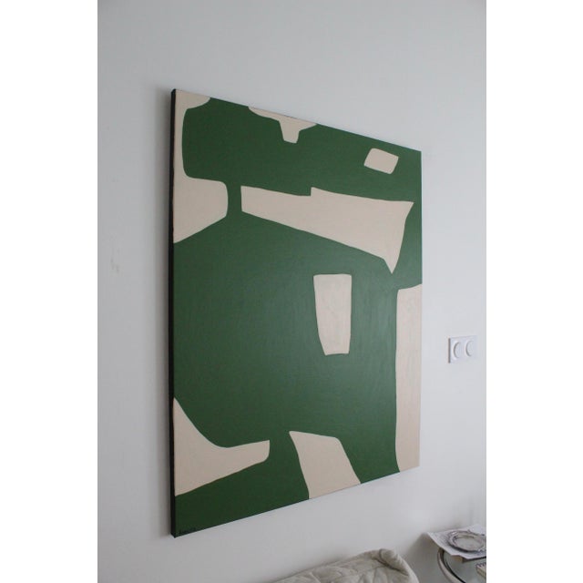Introducing the Minimalist Organic Green Abstract by Artist Bodasca. This artwork features delicate green organic shapes...