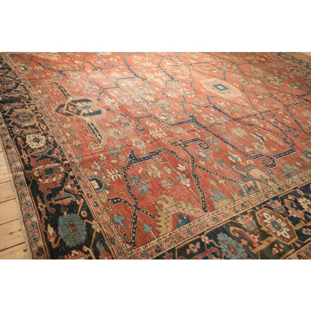 Antique Heriz Carpet - 12' x 14'8" For Sale - Image 9 of 12