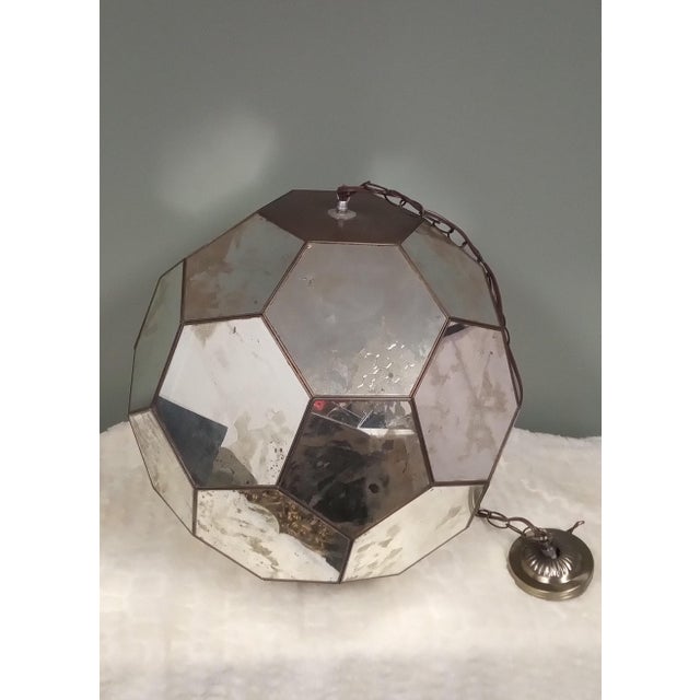 Modern 1990's Acid Patina Glass Lantern Pendant For Sale - Image 3 of 7