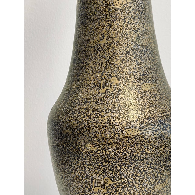 Tall Kashmiri Hand-Engraved Floor Vase For Sale - Image 6 of 10