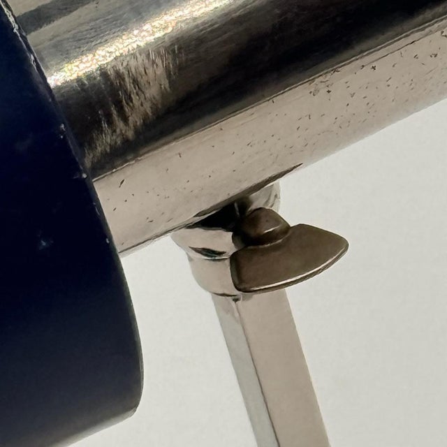 Industrial Blue and Chrome Desk Lamp with Slotted Shade, Italy, 1970s For Sale - Image 3 of 16