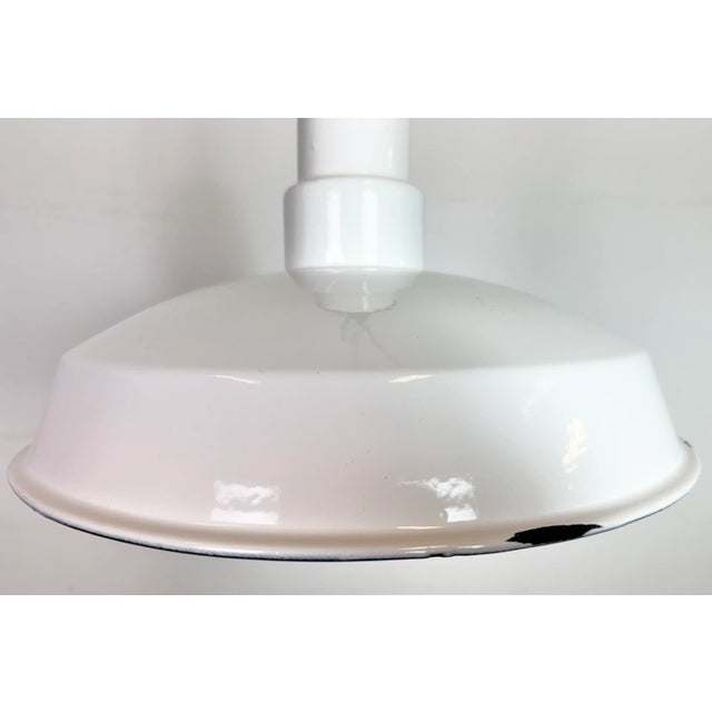 Industrial White Enamel Factory Pendant Lamp, 1960s For Sale - Image 4 of 16