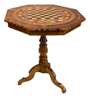 Biedermeier Marquetry Chess Table, 19th Century
