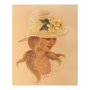 Portrait of Blonde Woman in Straw Hat, Gloria Trachtenberg