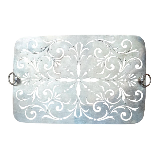 18th Century English George II Sterling Silver Pierced Dish Insert by Joseph Sanders For Sale