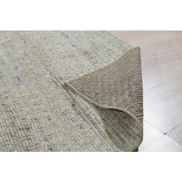 2010s 8x10 Green Hand-Knotted Silk Subtle Woven Texture Solid Open Field Carpet Rug For Sale - Image 5 of 6