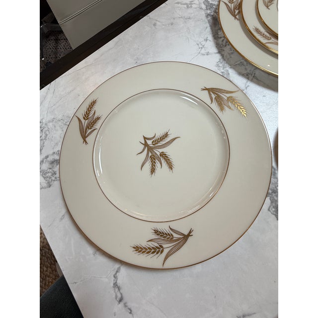 Mid 20th Century Lenox 24k Gold Harvest Wheat China - Set of Forty-Eight For Sale - Image 11 of 12