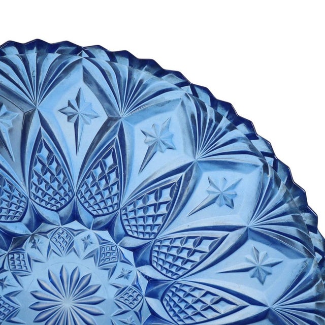 Vintage French Fruit Bowl in Blue Pressed Glass, 1960s For Sale - Image 6 of 15