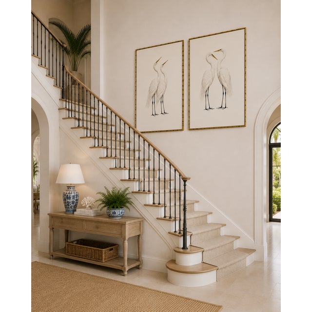 Neutral Crane Studies 1 - 2, Coastal Bird Art Diptych, Set of 2 Prints, 40" X 60" For Sale In Buffalo - Image 6 of 9