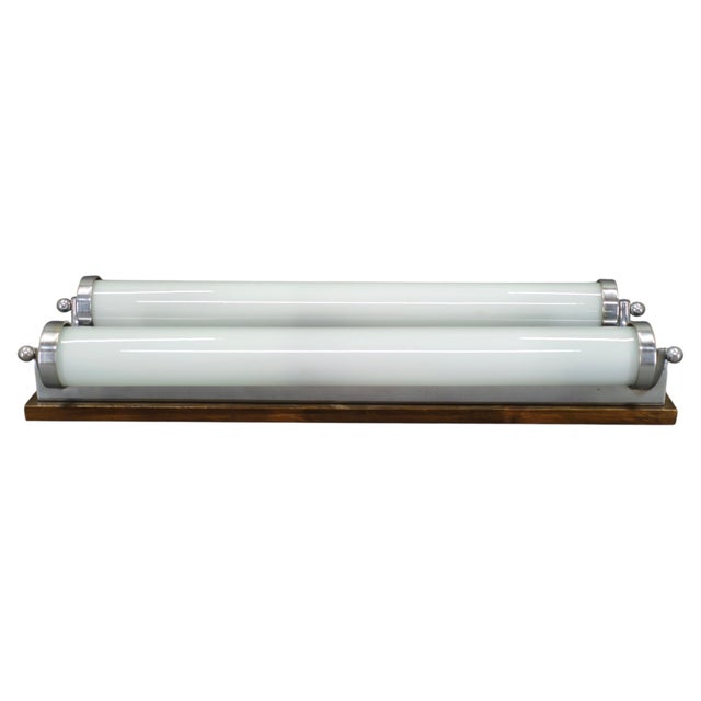 Large Art Deco Chrome and Glass Wall Light, Former Czechoslovakia, 1930s For Sale - Image 10 of 10