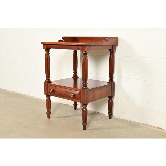 Davis Cabinet Co. American Colonial Carved Solid Cherry Wood Nightstand, Circa 1960s For Sale - Image 14 of 14