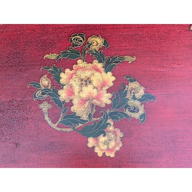 Wood Tibetan Oriental Black Red Foo Dogs Lions End Table Nightstand For Sale - Image 7 of 13