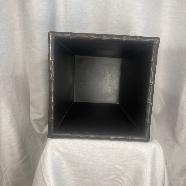 Faux Bamboo and Wicker Waste Basket For Sale - Image 4 of 6