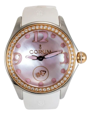 Corum Bubble 42mm L295 Pink Mop Diamond Bezel Rose Gold Stainless Steel Watch